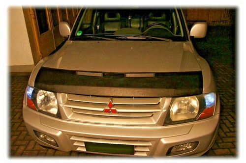 CARBON LOOK CAR HOOD BRA fits Mitsubishi Montero Pajero 1999-2006  NOSE END MASK - Picture 2 of 5