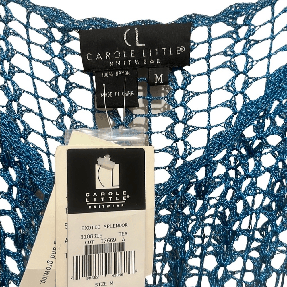 Carole Little cardigan Saks crochet Exotic Splendor' beading sheer
