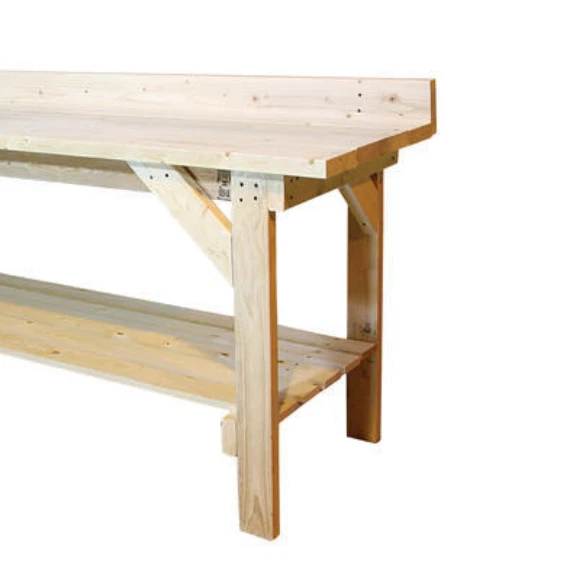 6 Heavy Duty Natural Wood Garage Workbench 2 Shelf Basement