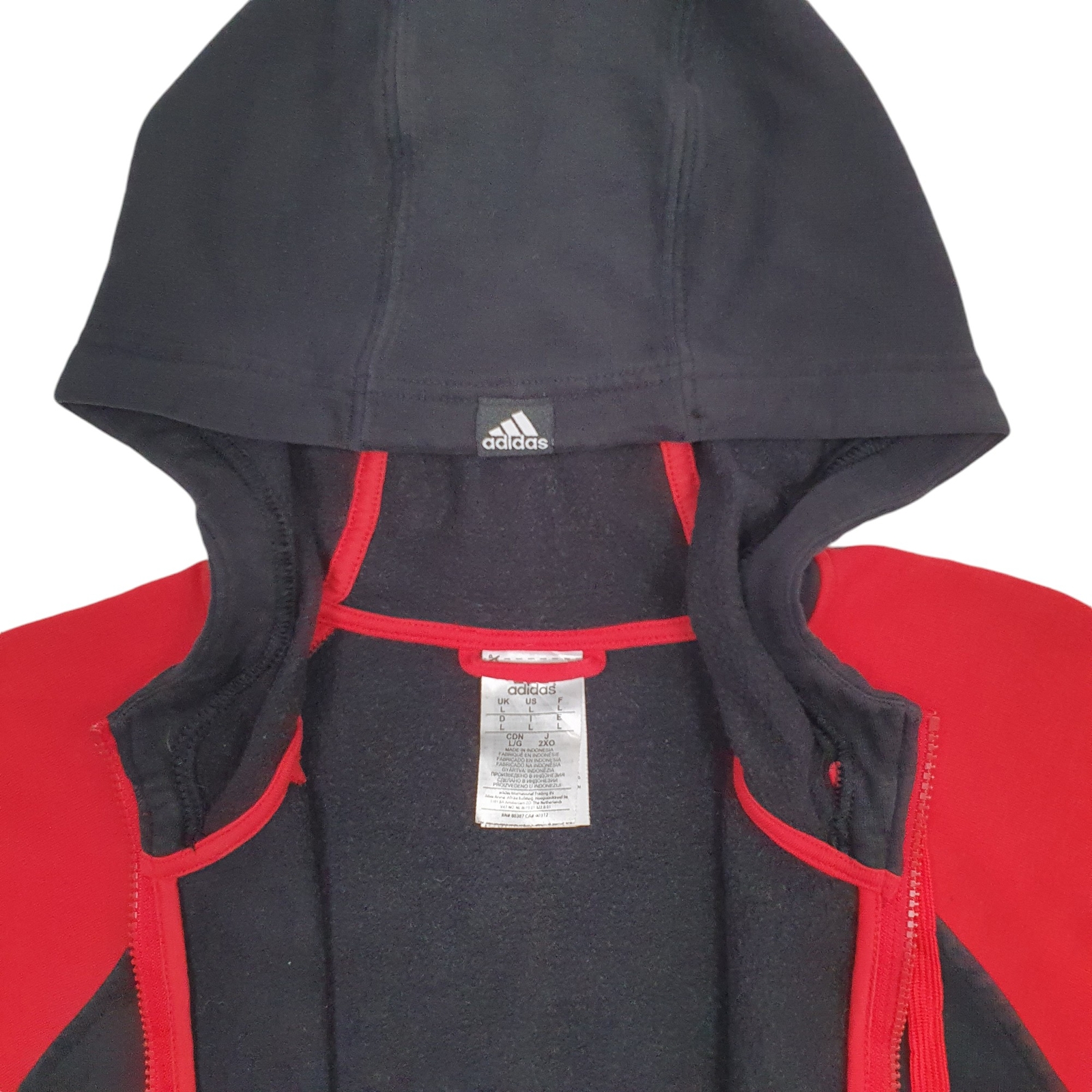 ADIDAS Full Zip Cotton Blend Jumper Sweatshirt Mens L image 2