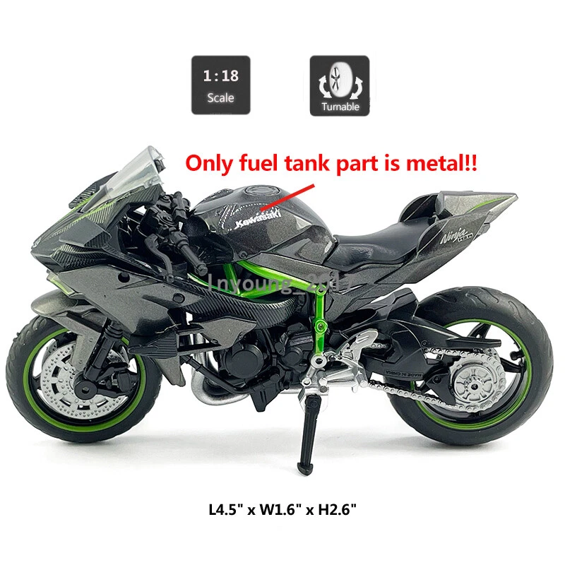 1:18 Kawasaki Ninja H2R Motorrad Modell Druckguss Spielzeug Model Sammlung - Bild 2 von 4
