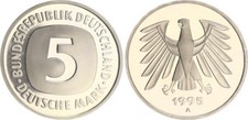xx Deutschland / BRD 5 DM Kursmünze 1995 a TOP-Erhaltung Polierte Platte , PP