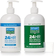 SmartMouth 2-Bottle Activated Mouthwash System with Pumps - Adult Mouthwash for