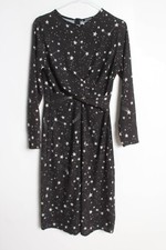 Boohoo Womens Wrap Style Strap Print Dress - Black - Size 8 (H85)