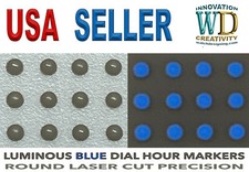 Watch Dial Hour round Markers 12 pcs Blue Green LUMINOUS Numerals dots indices