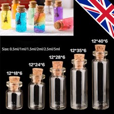 0.5ml-5ml MINI GLASS WISH BOTTLES WITH CORK STOPPER VIALS TINY WISHING BOTTLE UK