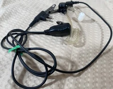 Commountain Single Wire Earpiece Acoustic Tube Headset w/ PTT Microphone TESTED