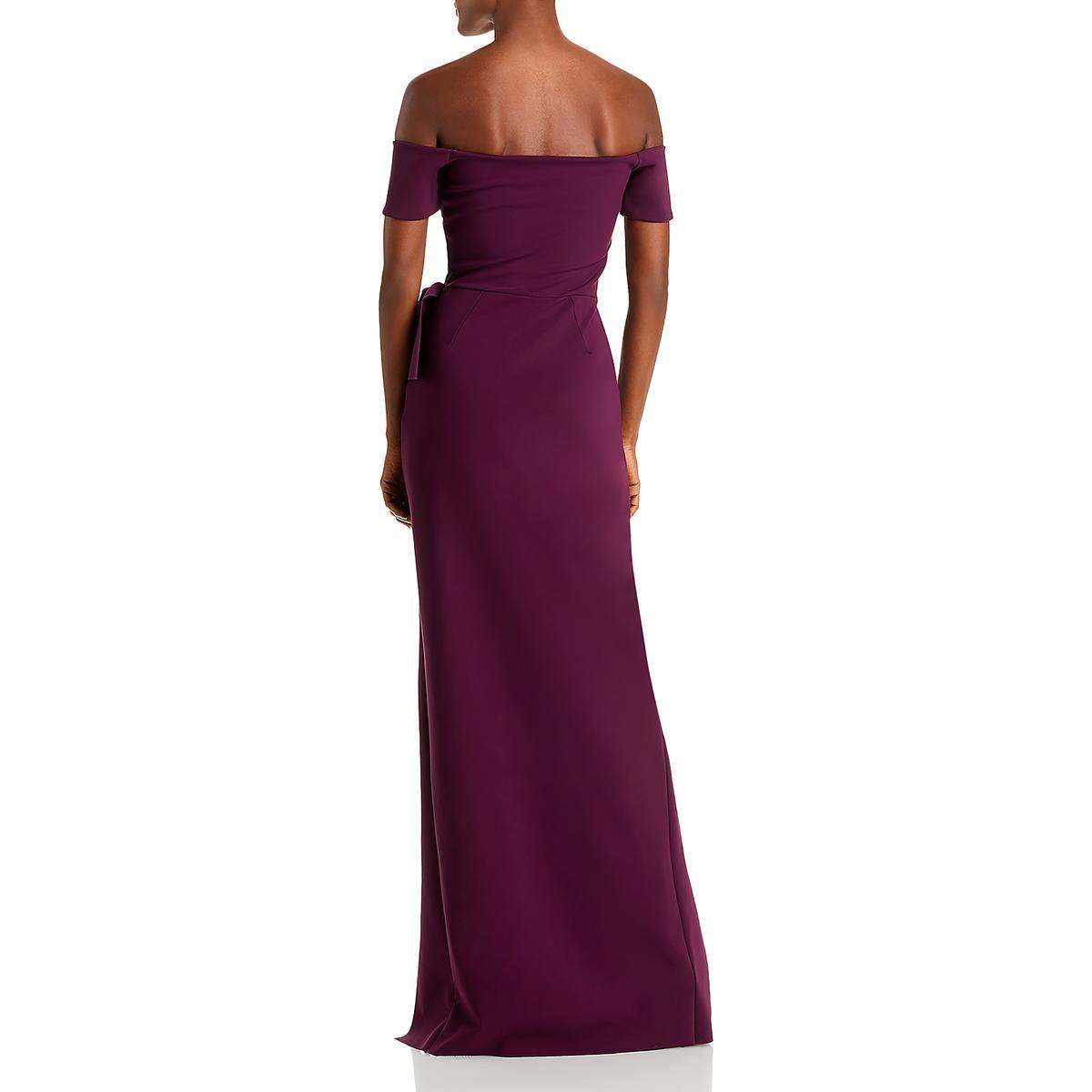 Chiara Boni Womens Mirla Purple Knit Formal Evening Dress Gown 40 BHFO