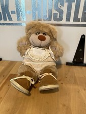 Trappers Bear Plush Terrycloth Peach Outfit Boots Hat Bib Vintage 12 1980 s