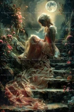 PERSEPHONE IN THE GARDEN ART PRINT, Gothic Lady Poster, Witchy Whimsical D306