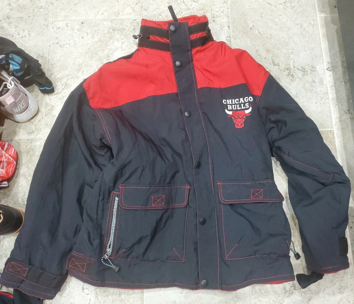 AWESOME VINTAGE CHAMPION CHICAGO BULLS HEAVY DOUBLE ZIPPED JACKET MEN'S SIZE XL
