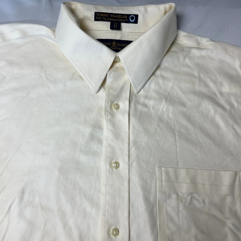 Camisa de vestir Tommy Hilfiger de colección cuello de por vida abotonada amarilla larga SL 17 34 Foto 2 de 4