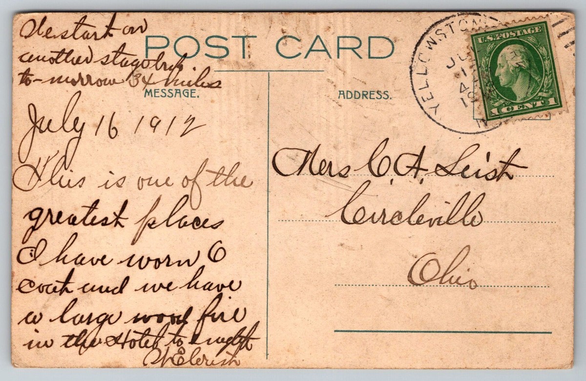 に Riverside Geyser Yellowstone National Park VTG Postcard c1910 D15