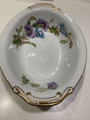 Kyoto NORMANDY Serving Bowl Japan Fine China Midcentury 10 1/4 x7 Gold Trim