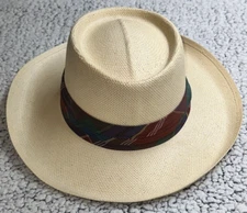 VTG Pendleton Country Traditionals Men's Panama Straw Hat Plaid Band