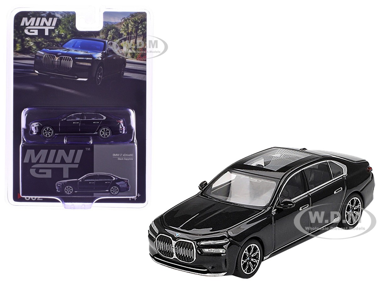 BMW I7 XDRIVE60 BLACK SAPPHIRE 1/64 DIECAST MODEL CAR BY MINI GT
