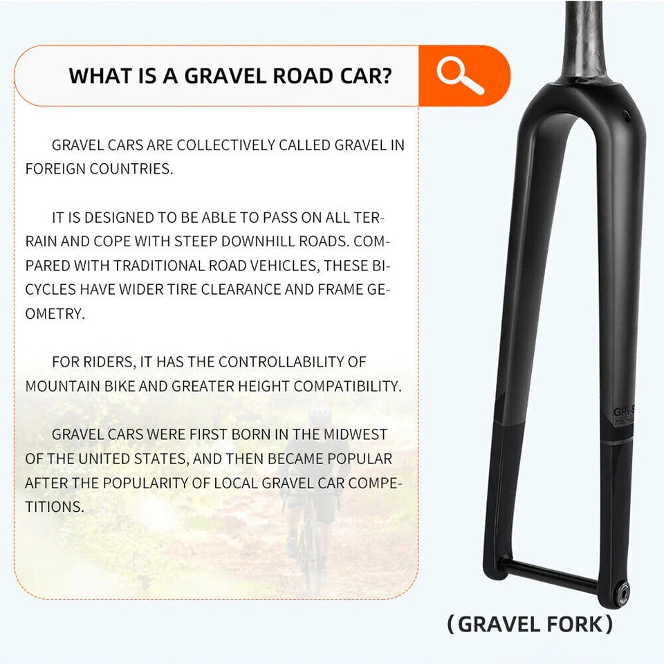 TOSEEK 700C Carbon Fiber Gravel Road Bike Fork Disc Brake QR/Thru Axle 100*12mm - Image 4 of 4