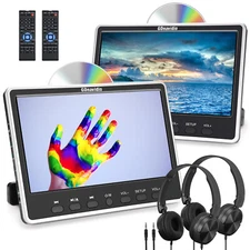2 X 12" Screen Full HD Car DVD Player Headrest Monitor TV HDMI USB SD+Headsets