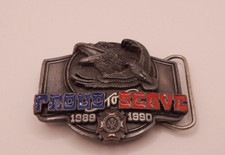VFW Proud To Serve Eagle Belt Buckle 1989 1990 Vintage