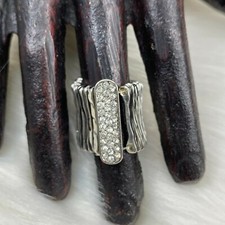 Silver Tone Rhinestone Stretch Ring