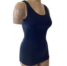 ZYLIOO Built-in-Bra Tank Top Sz M (C/D Cup) Black Scoop Neck #323D