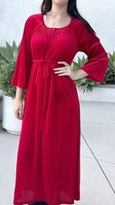 Vintage 60s David Brown Kaftan S Red Maxi Velour Mrs Roper Hostess Holiday