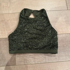 WEISSMAN LARGE CHILD GREEN SEQUIN SPORTS BRA TOP DANCE COSTUME STYLE 11525