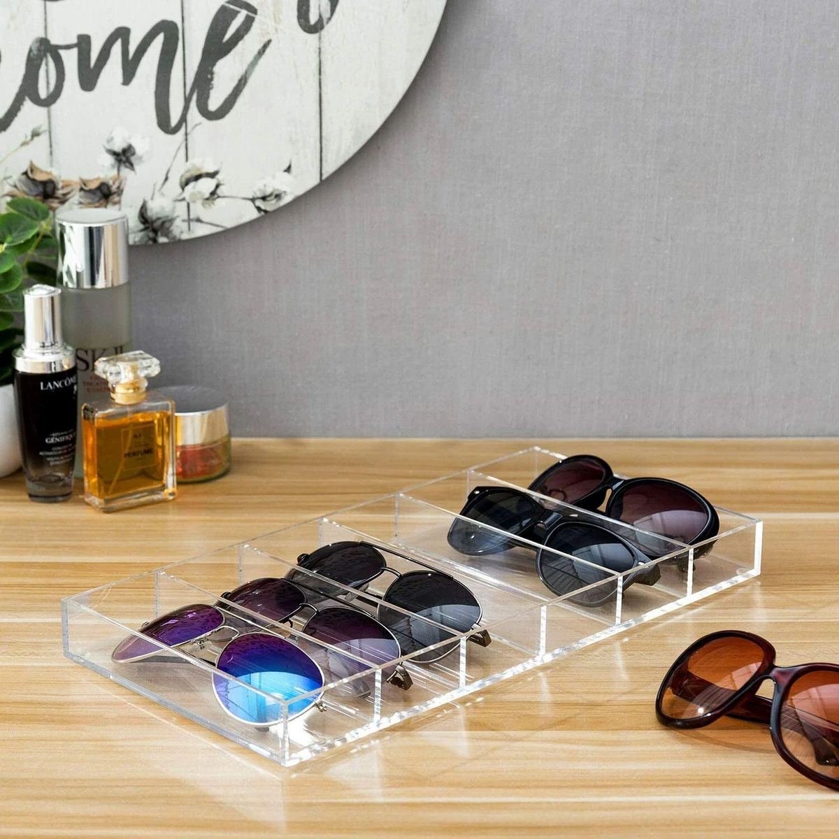 18 Slot Sunglass Organizer, Display Case Storage for Women and Men,  Eyeglasses (Black, 18.7 x 14.9 x 2.4 In) - Walmart.com