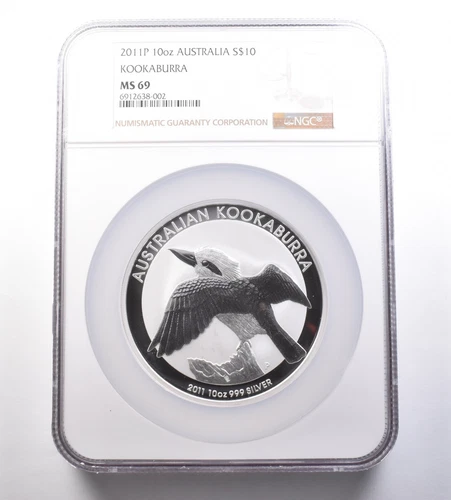 2011 P Australia 10 Dollars Silver Kookaburra 10 Oz MS69 NGC *9618