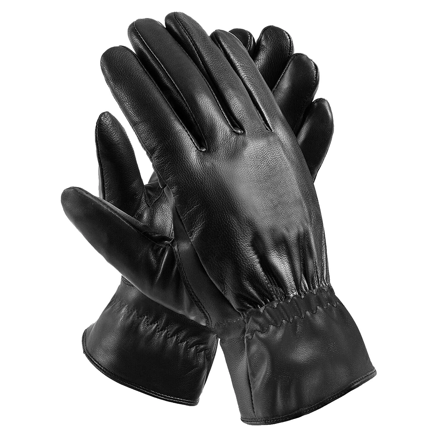 Guantes y mitones Invierno Negro de cuero para hombres