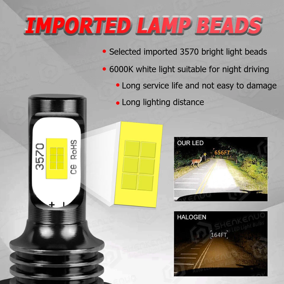 Bombillas de faros de haz alto/bajo LED H7 xenón blanco para BMW E90 F30 328i 330i 335i Foto 3 de 4