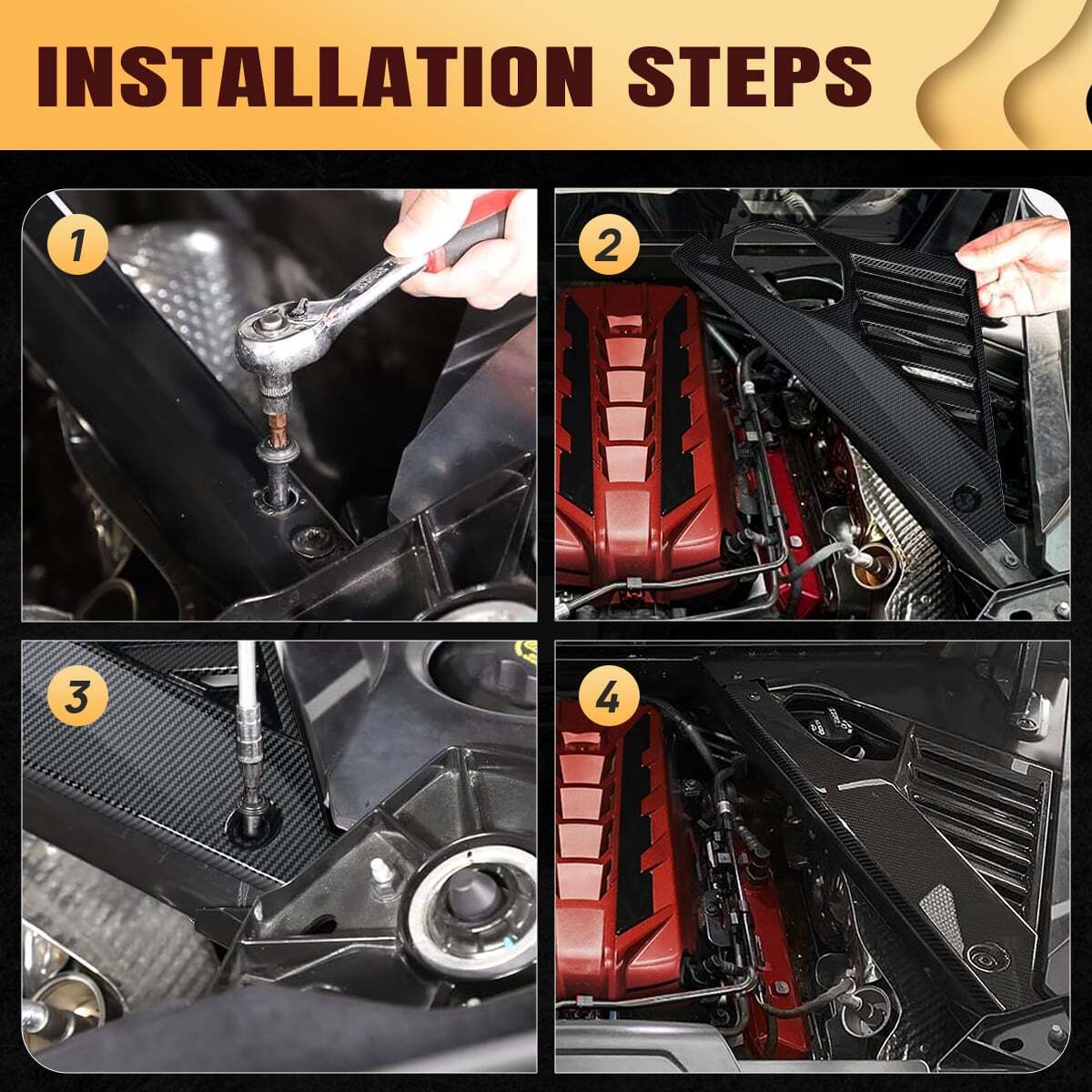 Rear Engine Bay Panel Guard Strut Tower Cover For Corvette C8 Z06 E-Ray ...