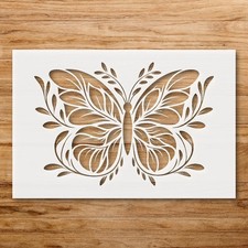 Elegant Butterfly Leaf Motif Wall Art Reusable Plastic Stencil - StencilAir