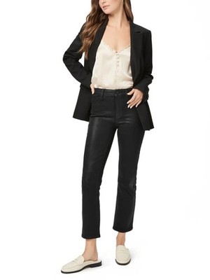Paige Cindy Coated Straight-leg Pant Black