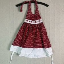 VTG Y2K Rare Editions Red Polka Dot Halter Sun Dress Daisy Trim Size 5 Kids Girl