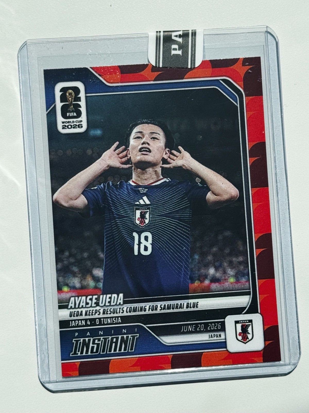 YASE UEDA 上田綺世 2026 Panini Fifa World Cup Instant 1/5 RED SSP SAMURAI BLUE JP view 1
