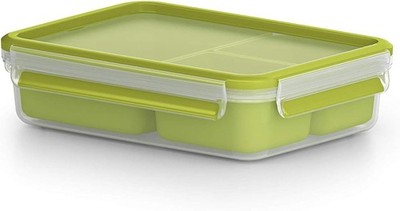 EMSA Clip & Go Lunchbox, 1,2 L, Brotdose mit 3 praktischen Einsätzen und Deckel