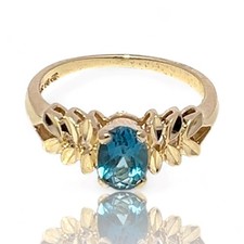 14k Yellow Gold Oval Cut Blue Topaz Fashion Ring Size 7 KS1023275