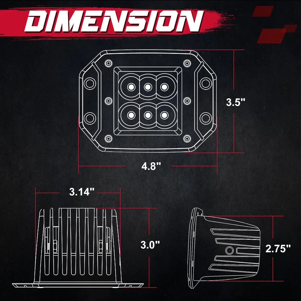 For 2008-2016 Ford F250/F350/F450 Superduty 4.8" Flush Mount Hitch Bar LED Light Foto 2 de 4