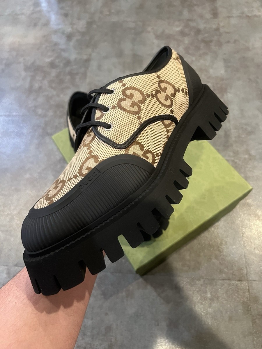 Authentic Men's Gucci Black Maxi GG Supreme Canvas Ankle Boots G