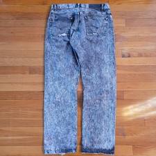 Vintage Levis 501 Jeans Men 32x30 Black USA Made Acid Stone Wash 80  s Denim