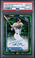 2024 Bowman Draft Sapphire Theo Gillen Chrome Auto Green 1st Prospect /99 PSA 10