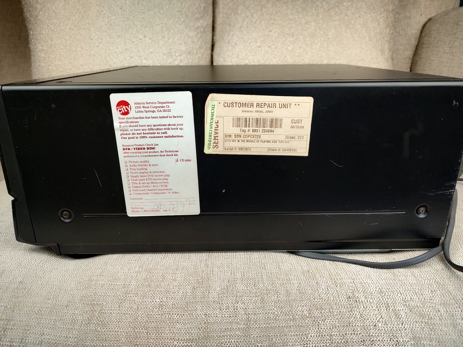 Sony 200 CD Compact Disc Multi Player Carousel Changer CDP-CX220 No Remote Video