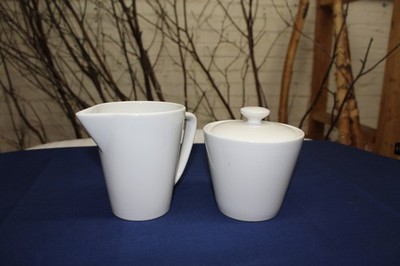 Vintage Corelle Coordinates Stoneware Sugar and Creamer Set - White