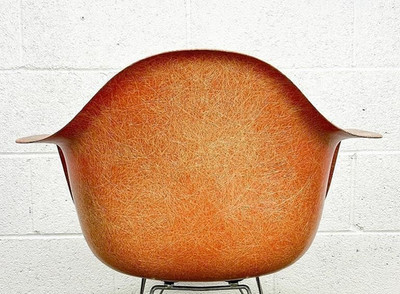 1 EAMES SALMON ORANGE FIBERGLASS EARLY ZENITH HERMAN MILLER CHAIR ARM SHELL ONLY
