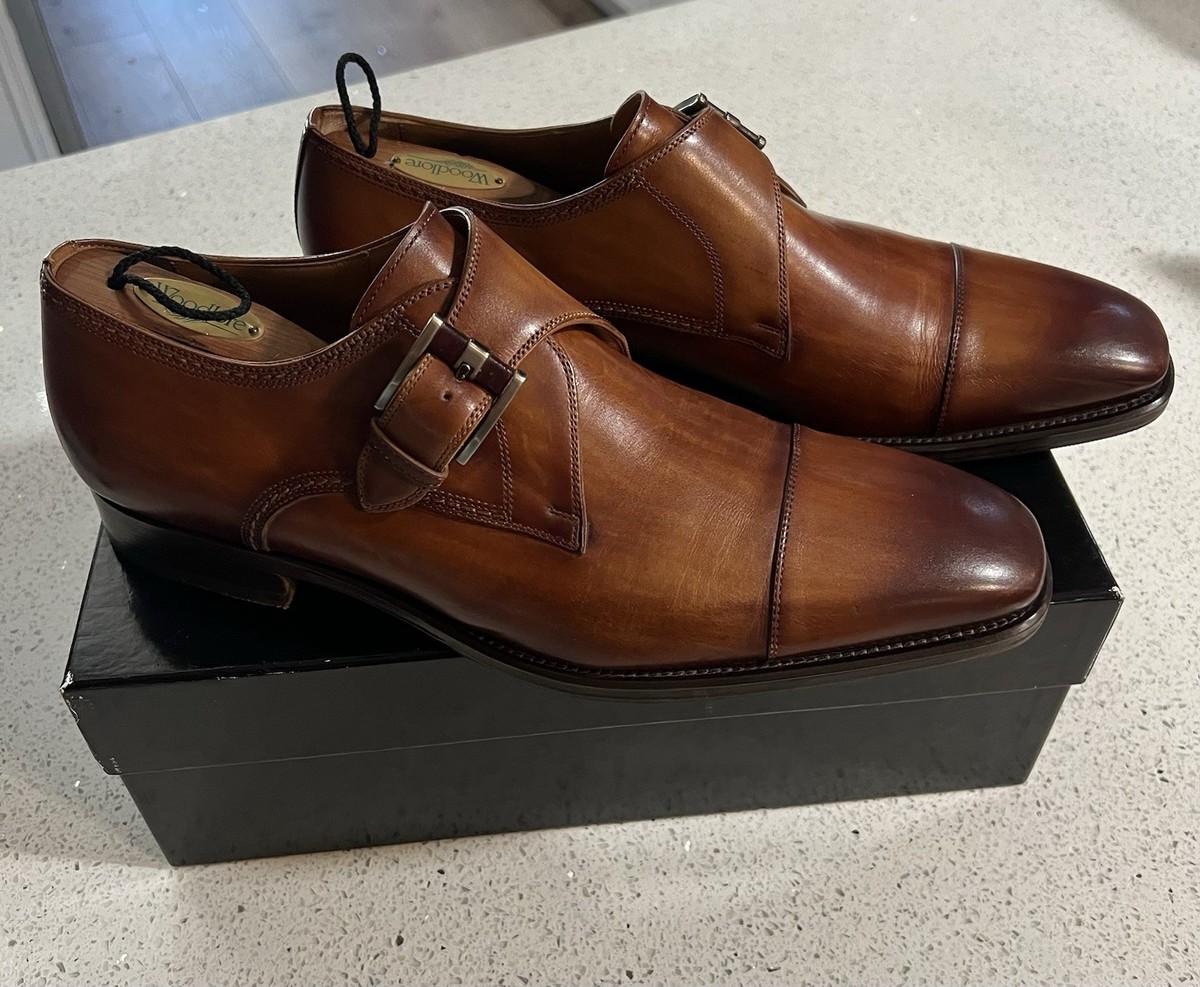 MAGNANNI Lennon Single Monk Strap Brown Dress Shoes 21447 Men's