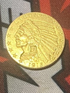 piece OR de 5 DOLLARS L'indien Etat Unis 1915 SUPER PIECE TTB