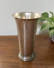 Restoration Hardware Mint Julep Silver Pewter Vase 8" Tall Skinny Metal Round