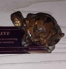 CRYSTAL TORTOISE, TIGERS EYE, GIFT BOXED, NEW, BROWN, RESIN COATED