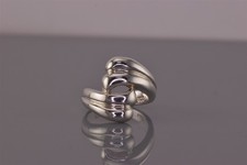 Sterling Silver 17mm Double Ribbed Fanned Crossover Band Ring 925 Sz: 6